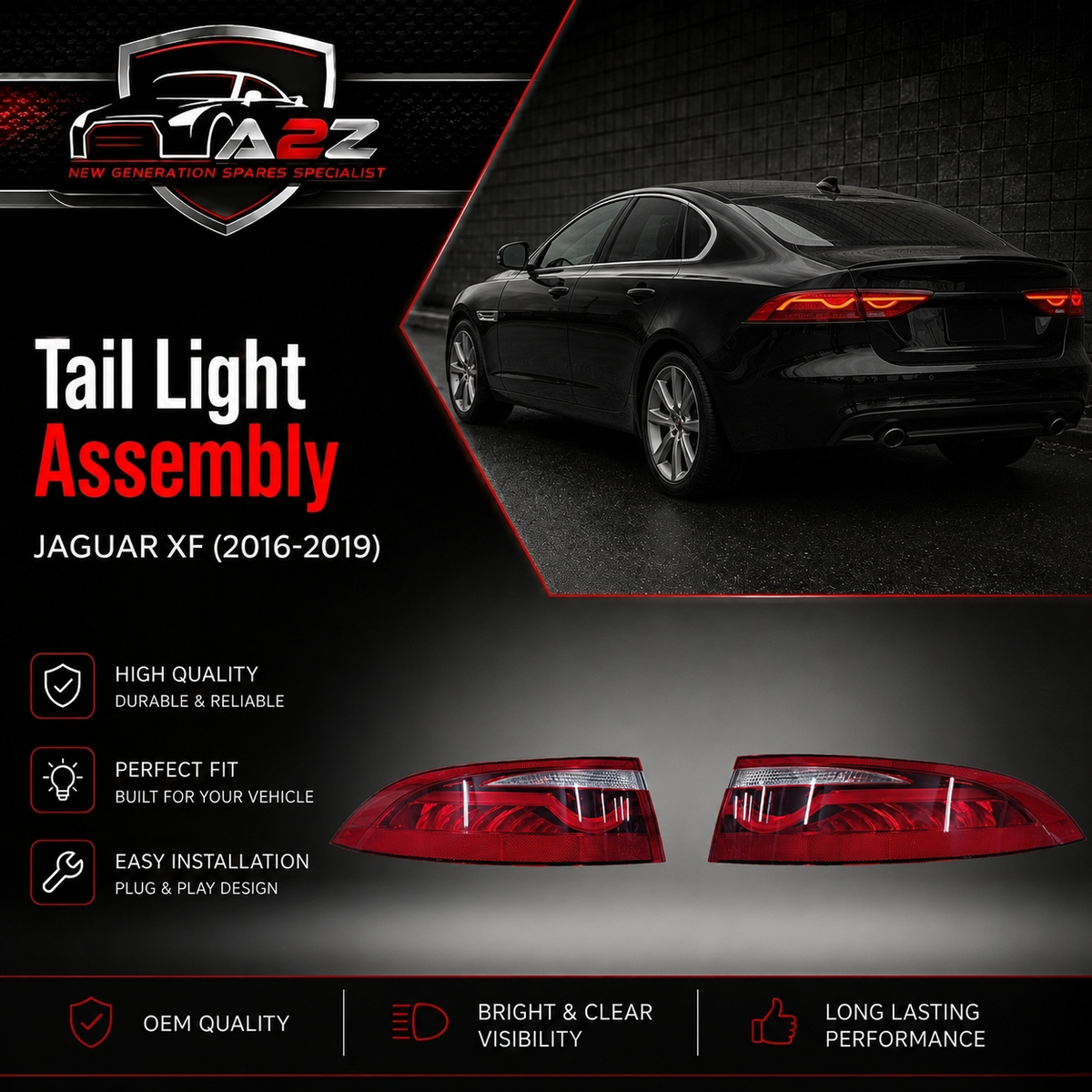 Complete Tail Light Assy Right T2H48700 & T2H48698 Left Compatible With Jaguar XF Tag No.15