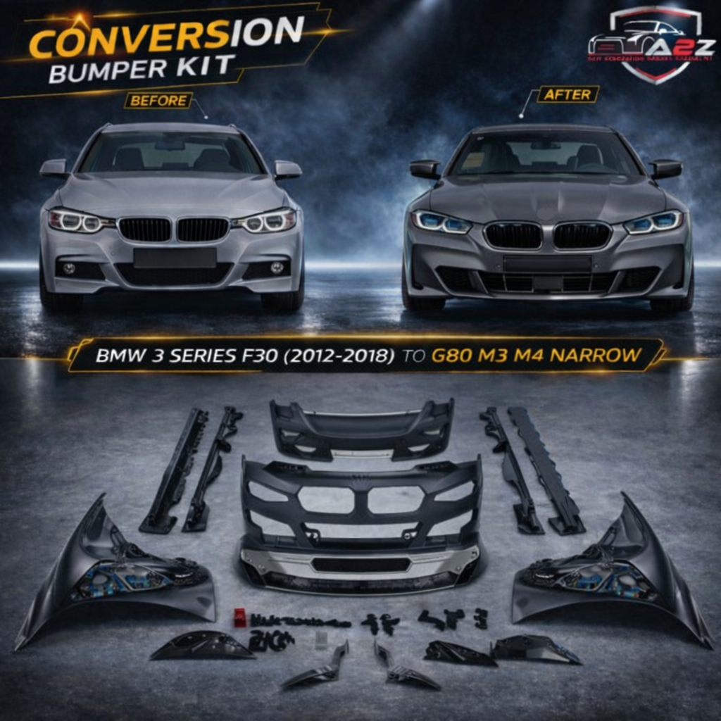 A To Z Compatible With Bmw 3 Series F30 (2012-2018) Upgrade Convert To G80 M3 M4 Narrow Body Kit Bumper Grill Fender Hood Side Skirts Grill Diffuser Exhaust Pipe Tip Headlight CC-9799 (Shipping Cost Not Included In Price)