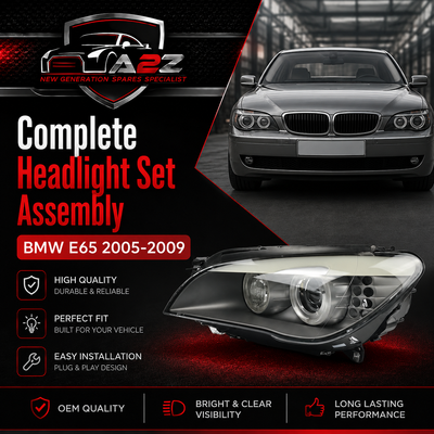 Complete Headlight Set Left 63127162111 & Right 63127162112 Compatible With BMW E65 2005-2009