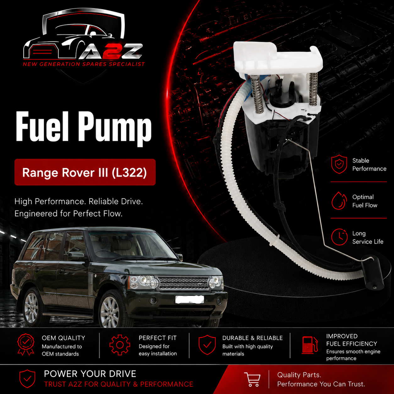 Fuel Pump LR043155 AH429H307AE LR011090 LR018276 Compatible With Range Rover III (L322) Tag No.93