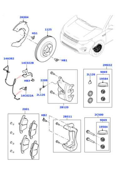 Front Brake Pad Sensor LR115018 K8D210K845AA Compatible With DISCOVERY SPORT (L550) RANGE ROVER EVOQUE (L551)