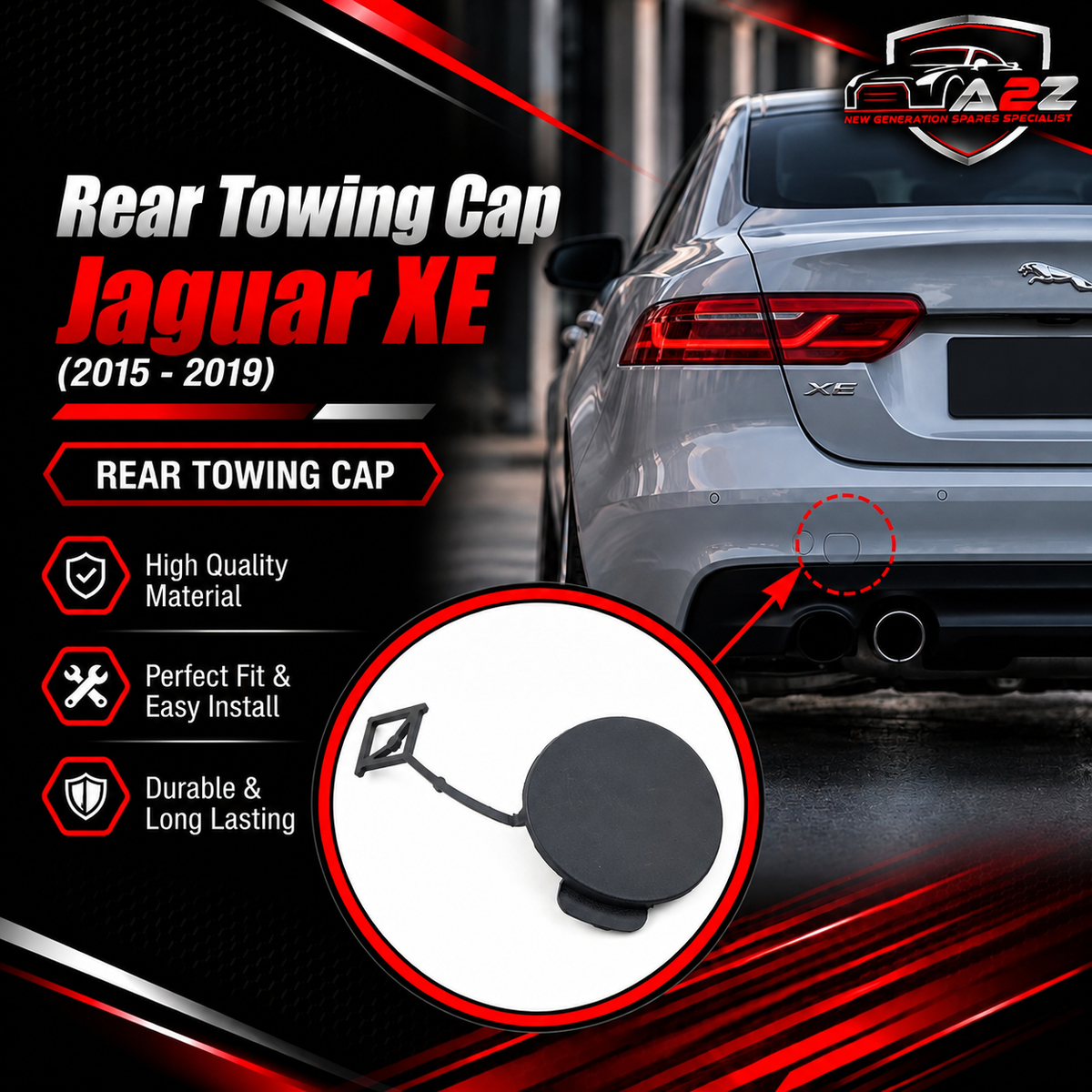 Rear Towing Cap T2H2997 Compatible With Jaguar XE (2015-2019) Tag No.814