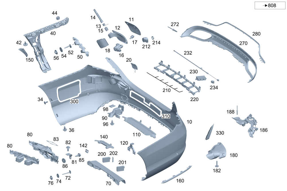 Rear Bumper Bracket 2058852114  Compatible With Mercedes-Benz C-CLASS W205 (2015-2018) Tag No.796
