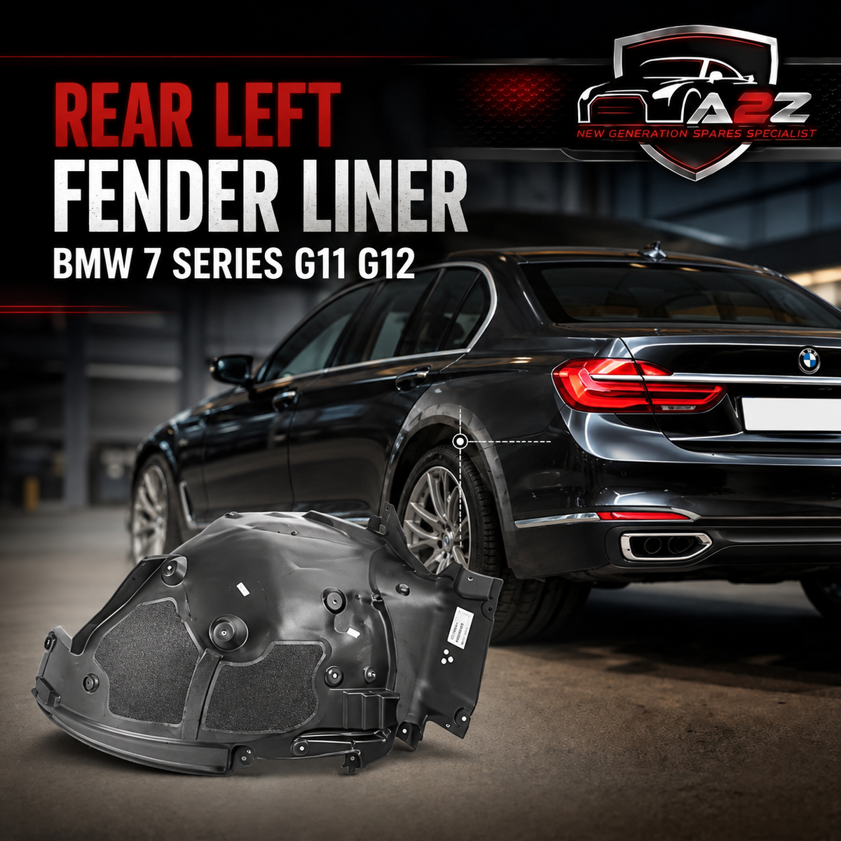 Rear Left Fender Liner 51717340201 Compatible With BMW 7 Series G11 G12 Tag-FE-91