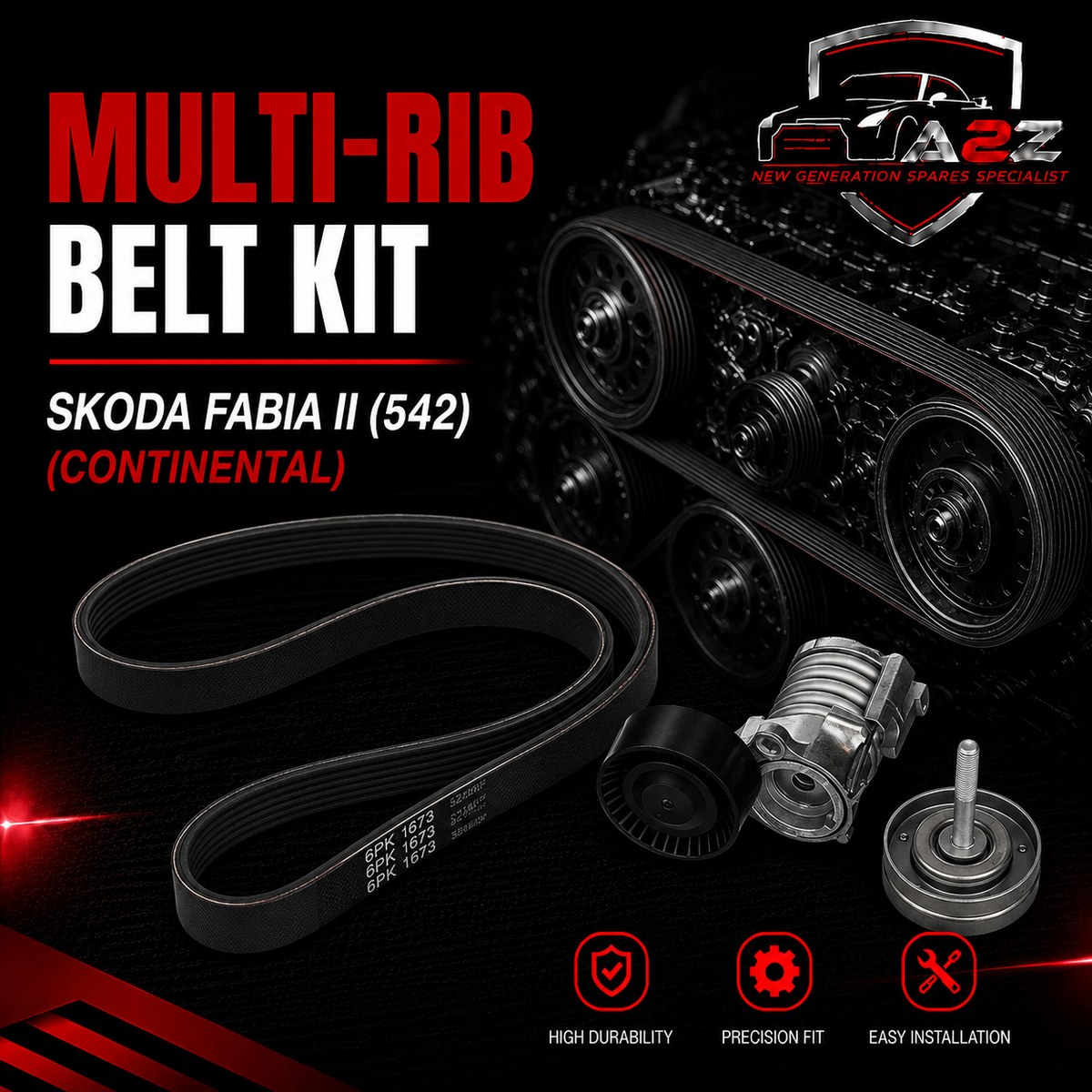 Multi Rib Belt Kit 6PK1873K1 Compatible With SKODA FABIA II (542)