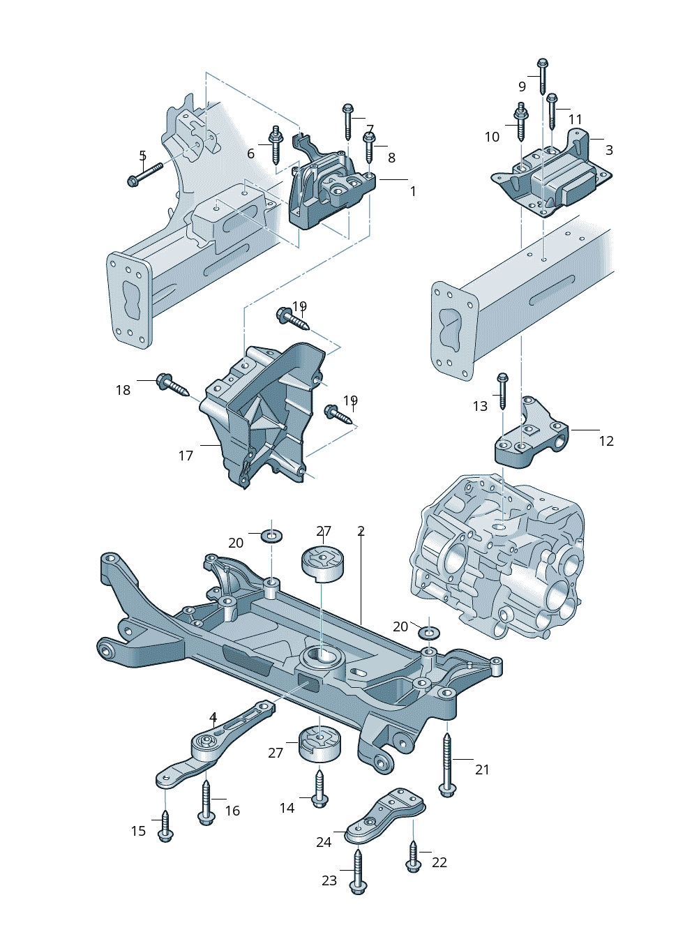 Engine Motor Mount Bracket 5Q0199262BE 5Q0199262BJ Compatible With AUDI A3 Limousine (8VS, 8VM) | A3 / S3 & SKODA OCTAVIA III (5E3, NL3, NR3)
