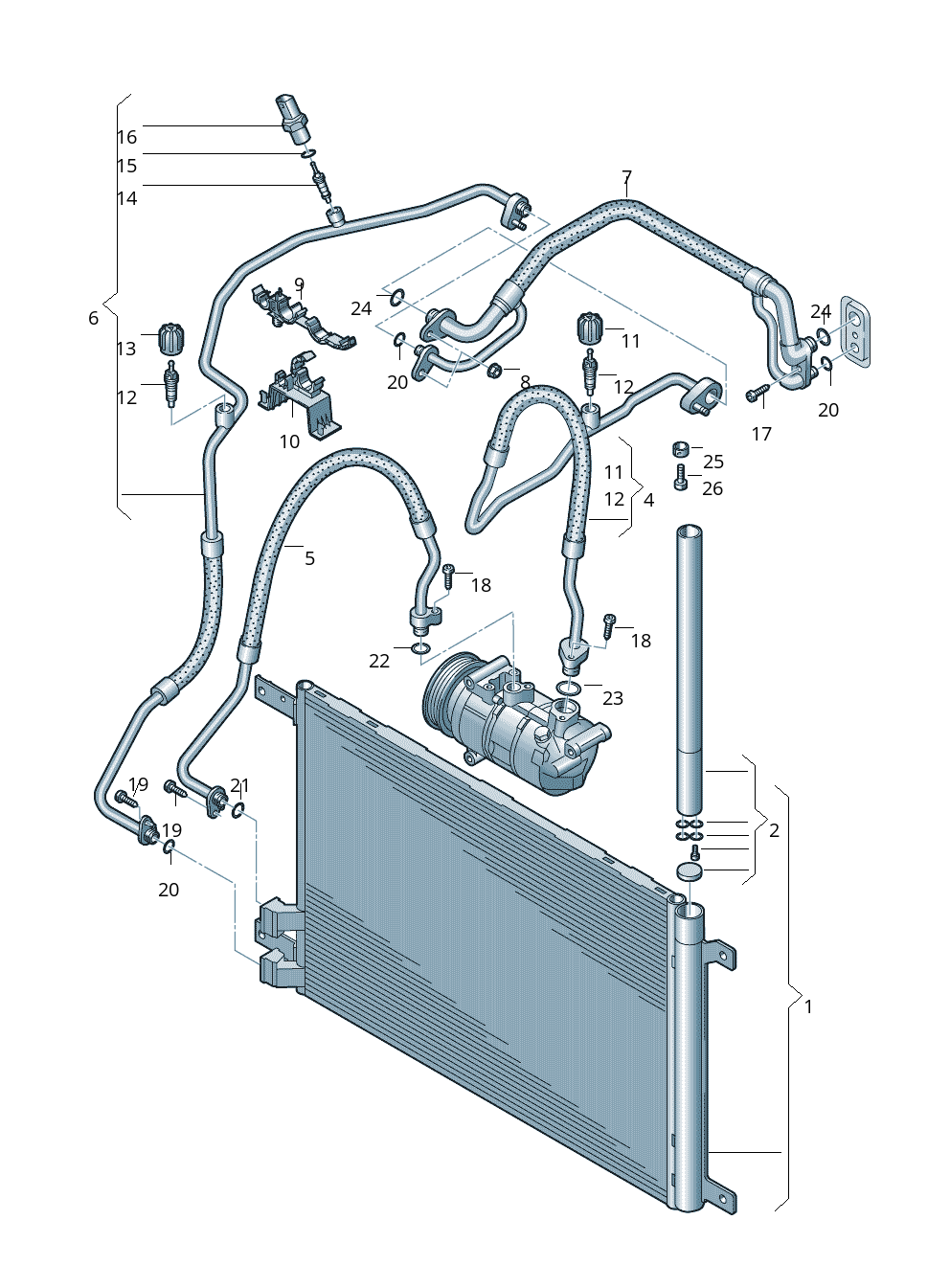 AC Condenser 5Q0816411AN 5Q0816411AB 5Q0816411AM Compatible with  AUDI A3 Convertible (8V7, 8VE) | A3 / S3 & SKODA OCTAVIA III (5E3, NL3, NR3)