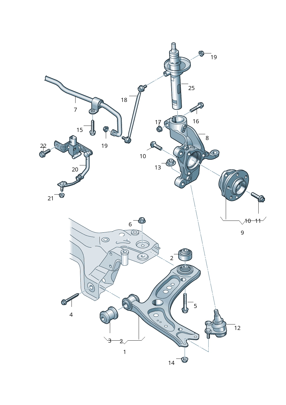 Front Wheel Hub 8V0498625A Compatible With AUDI Q3 8UB, 8UG & TT 8J3