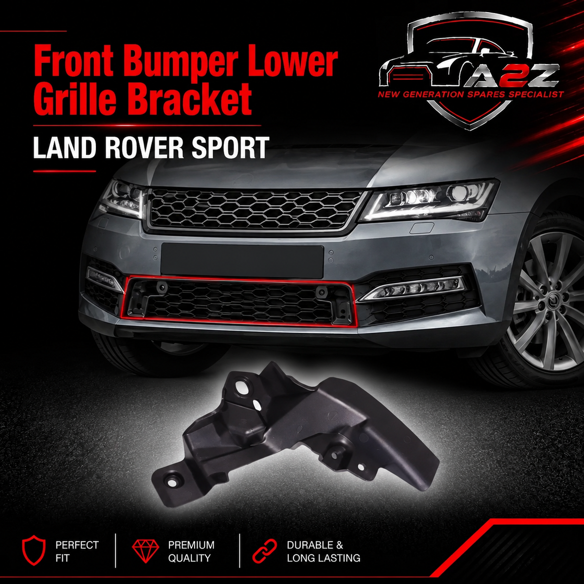 Front Bumper Lower Grille Bracket Left LR169795 & Right LR169793 Compatible With LAND ROVER SPORT