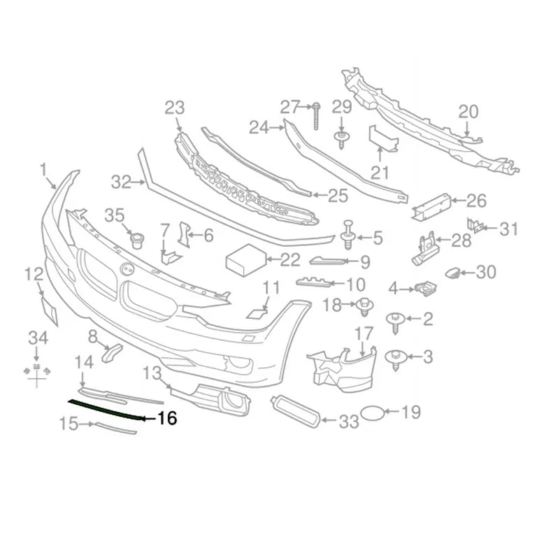 Front Bumper Center Chrome 51117279699 Compatible With BMW 3 Series (F30, F80) Tag No.71