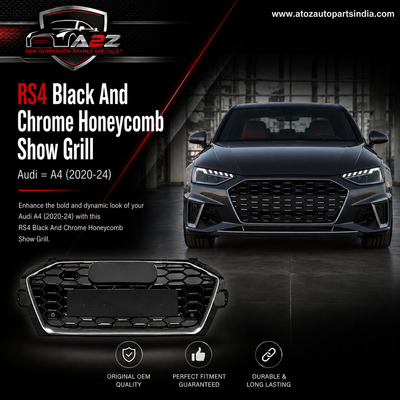 RS4 Black And Chrome Honeycomb Show Grill Compatible With Audi = A4 (2020-24) Tag No.35