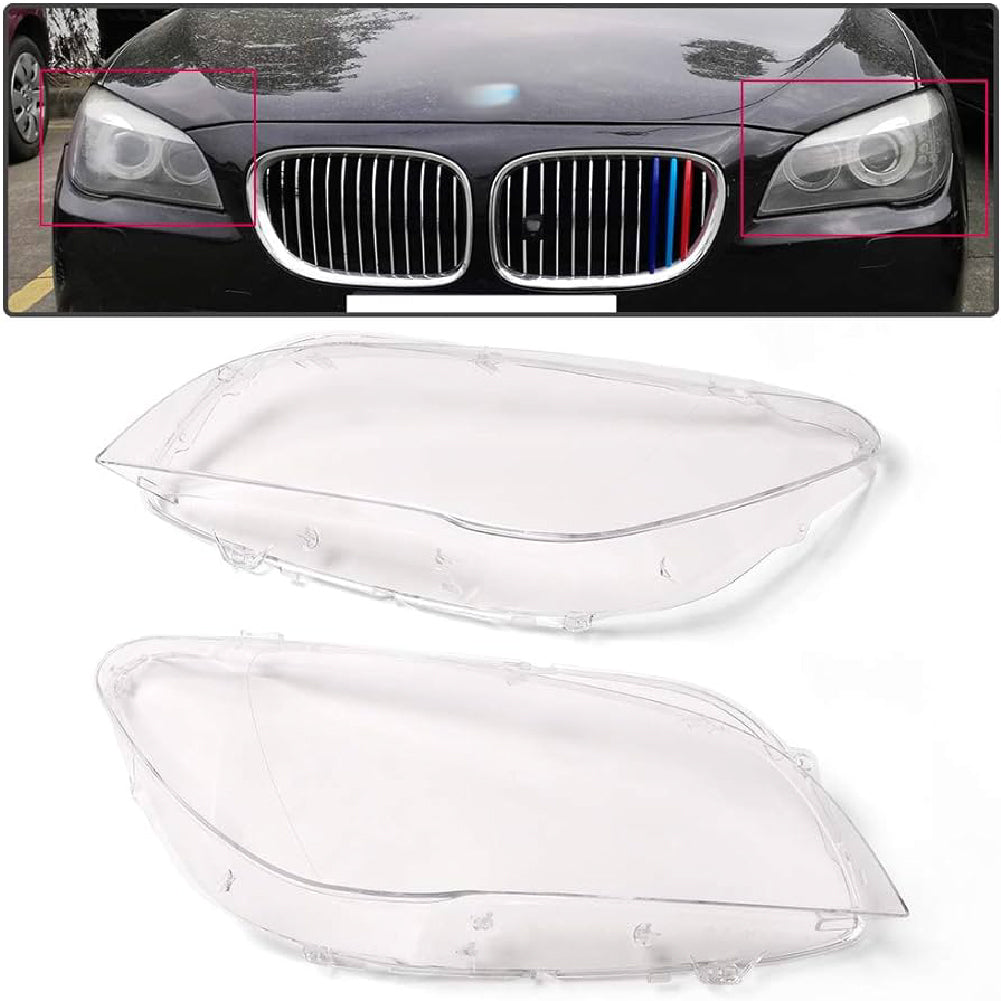 Car Front Headlight Lens Shell Transparent Lamp Shade Headlamp  Cover compatible for BMW F02 2008 - 2015.