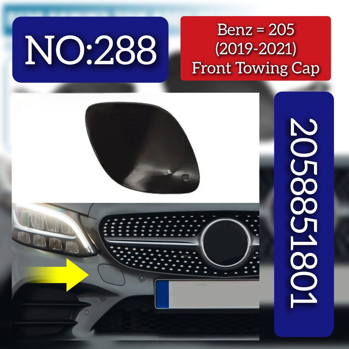 Front Towing Cap 2058851801 Compatible With MERCEDES BENZ 205 (2019-2021) Tag No.288