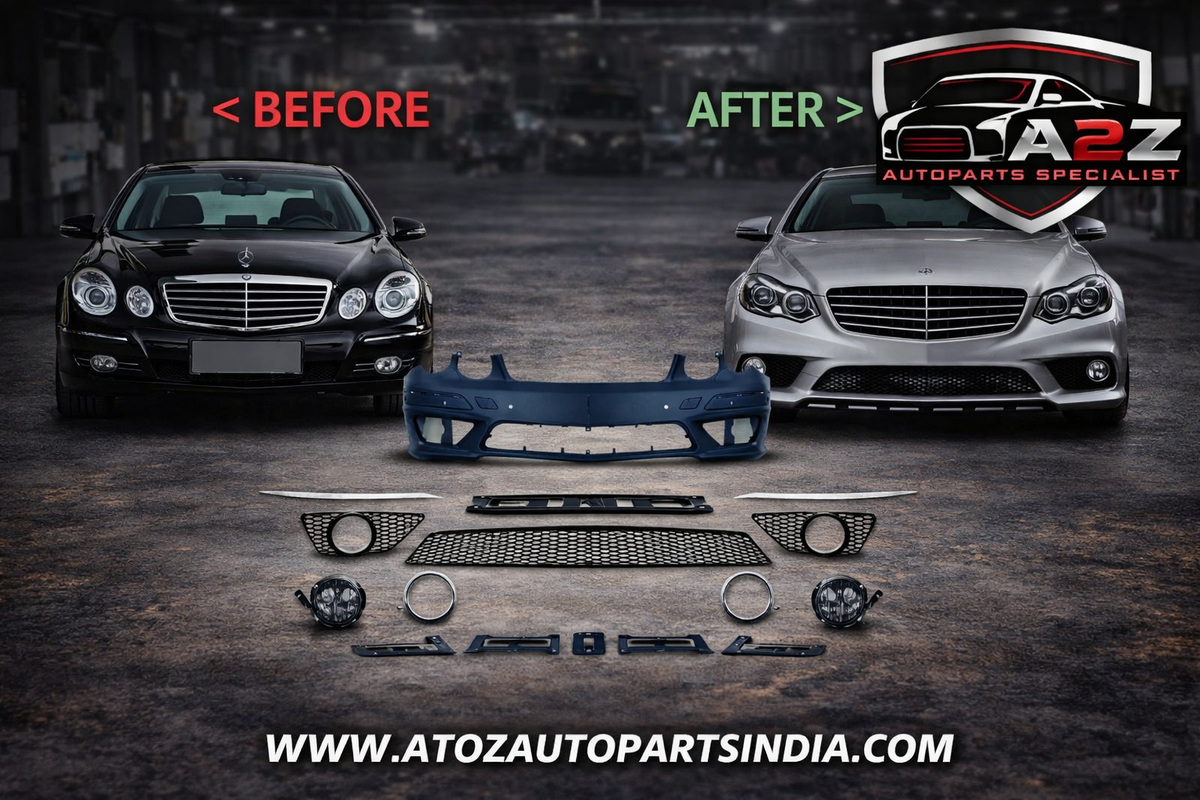 A To Z Compatible With Mercedes Benz E Class W211 (2007-2009) Front Bumper Upgrade Convert To Amg C63 Bumper Body Kit With Fog Lamp W211-001 Gc CC-9478 (Shipping Cost Not Included In Price)