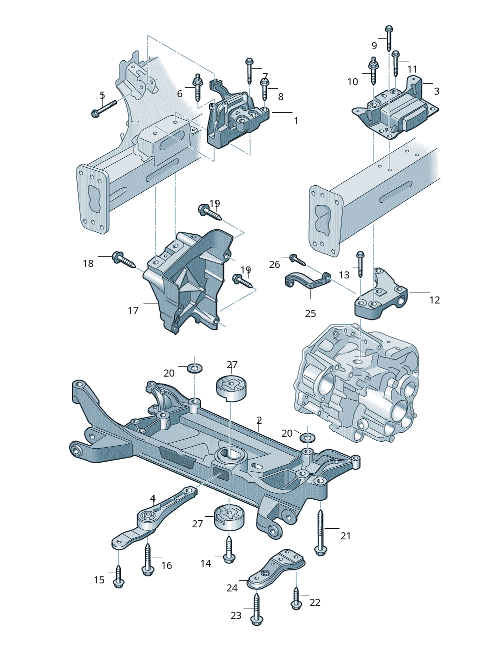 Left Transmission Gearbox Mounting 5Q0199555R Compatible With AUDI A3 Limousine (8VS, 8VM) | A3 / S3 & SKODA OCTAVIA III (5E3, NL3, NR3)