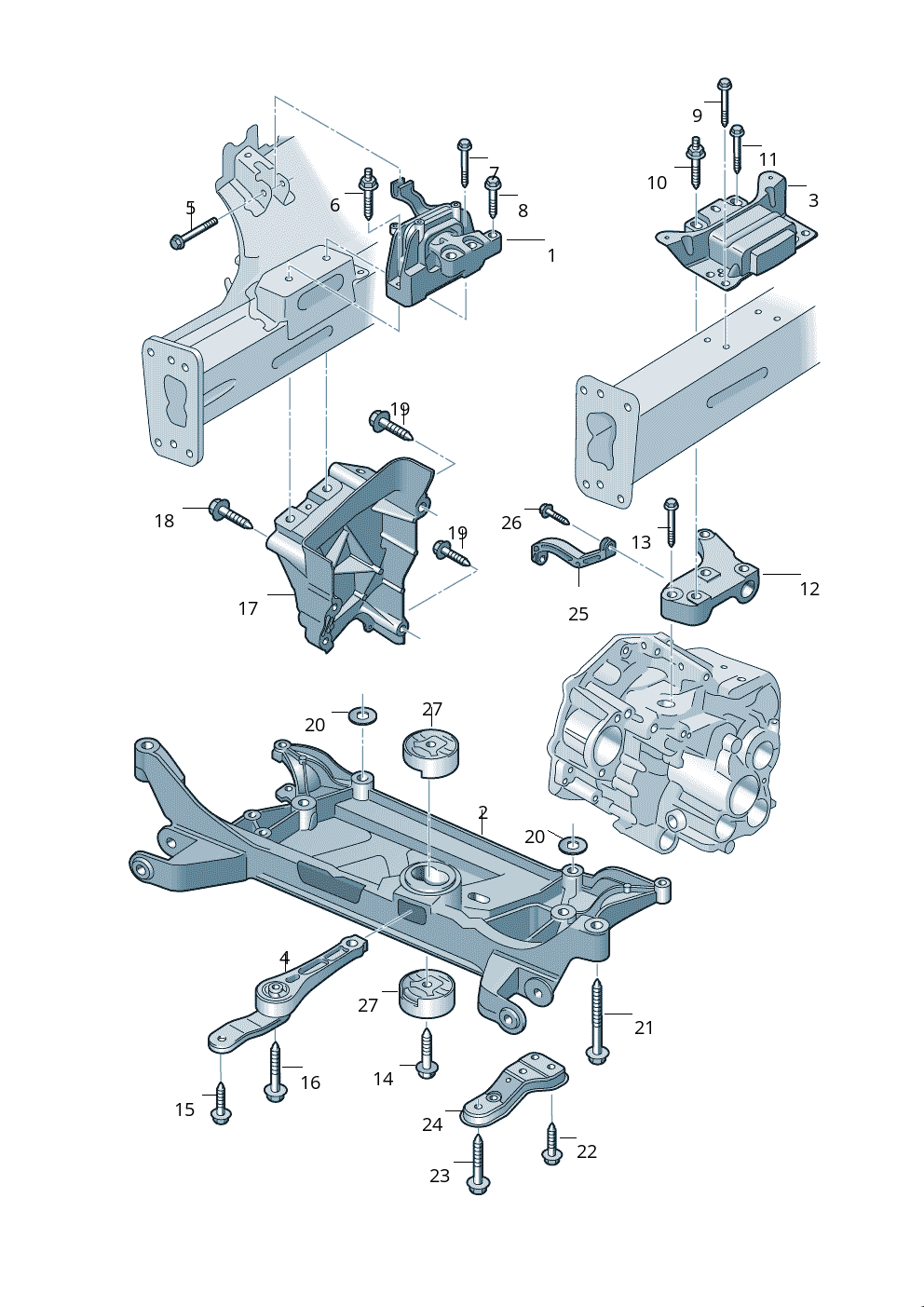 Left Transmission Gearbox Mounting 5Q0199555R Compatible With AUDI A3 Limousine (8VS, 8VM) | A3 / S3 & SKODA OCTAVIA III (5E3, NL3, NR3) Tag No:2