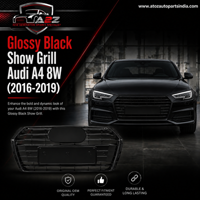 Glossy Black Show Grill A8WD853551ERN4 Compatible With Audi A4 8W (2016-2019) Tag No.22
