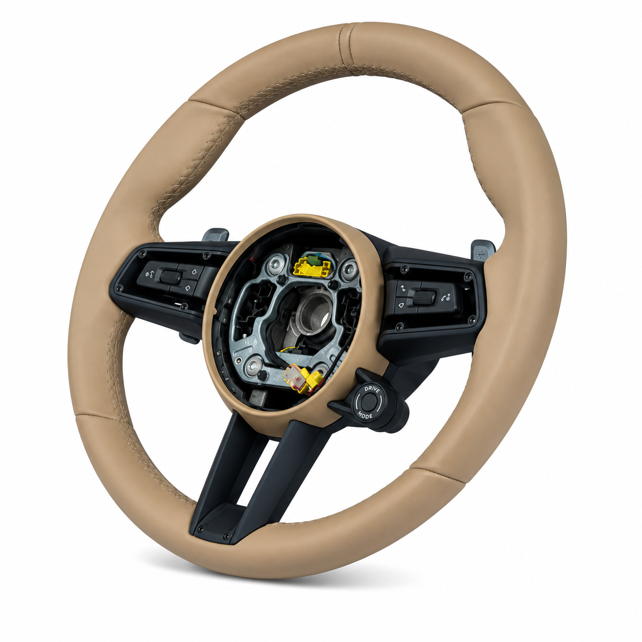 Beige Smooth Leather Steering Wheel Compatible With Porsche All Models