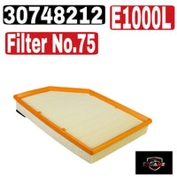 Air Filter E1000L & 30748212 & LX1591/2 31370161 31338025 Compatible With VOLVO S60 II (134) & S80 II (124) & XC60 I SUV (156) & XC60 I VAN (156) Tag : 75