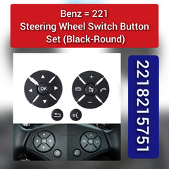 Black-Round Steering Wheel Switch Control Buttons 2218215751 Compatible with MERCEDES BENZ S-CLASS W221