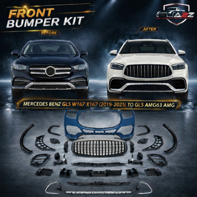 Front Bumper Kit Compatible With Mercedes Benz GLS W167 X167 (2019-2025) Upgrade To Mercedes Benz GLS AMG63 (Shipping Cost Not Included In Price)