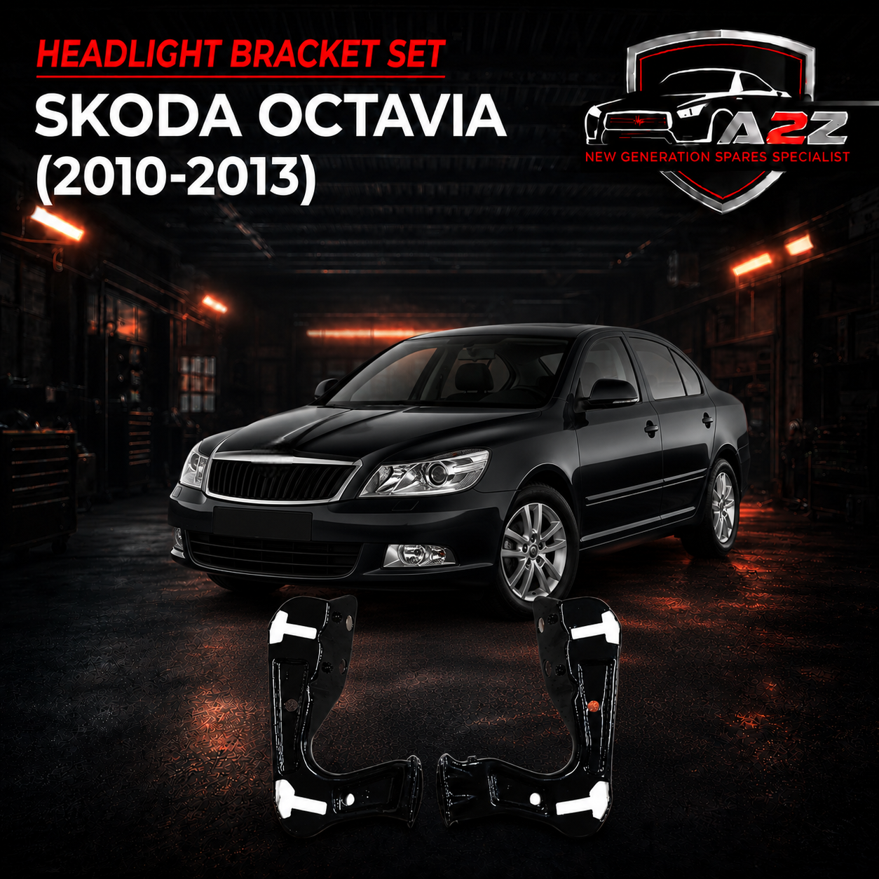 Headlight Bracket Set Left 1Z0805071A & Right 1Z0805072A Compatible With Skoda Octavia (2010-2013) Tag No.365