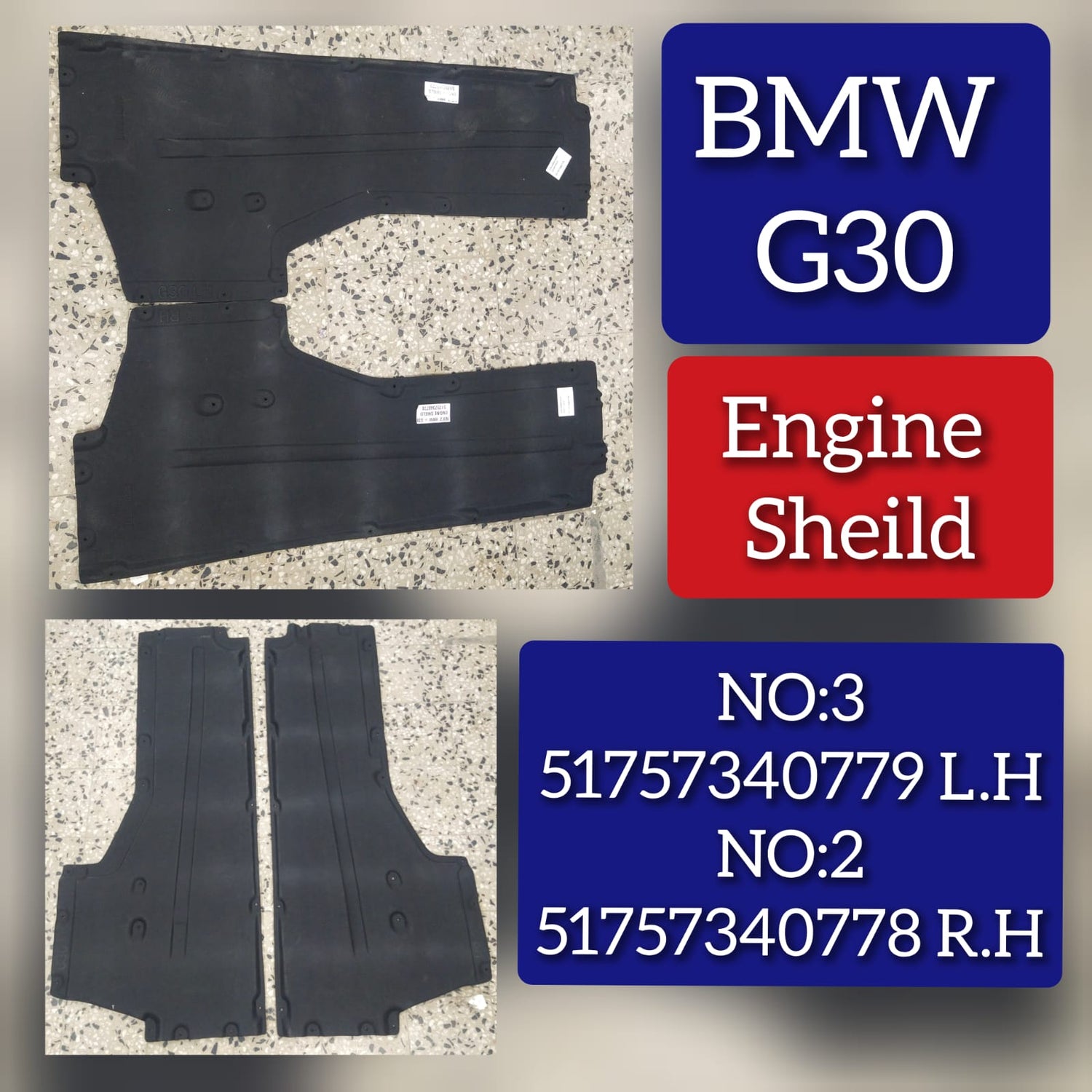 Lower Body Sheild Left 51757340778 & Right 51757340779 Compatible with BMW 5 Series G30 Tag No.2 & 3