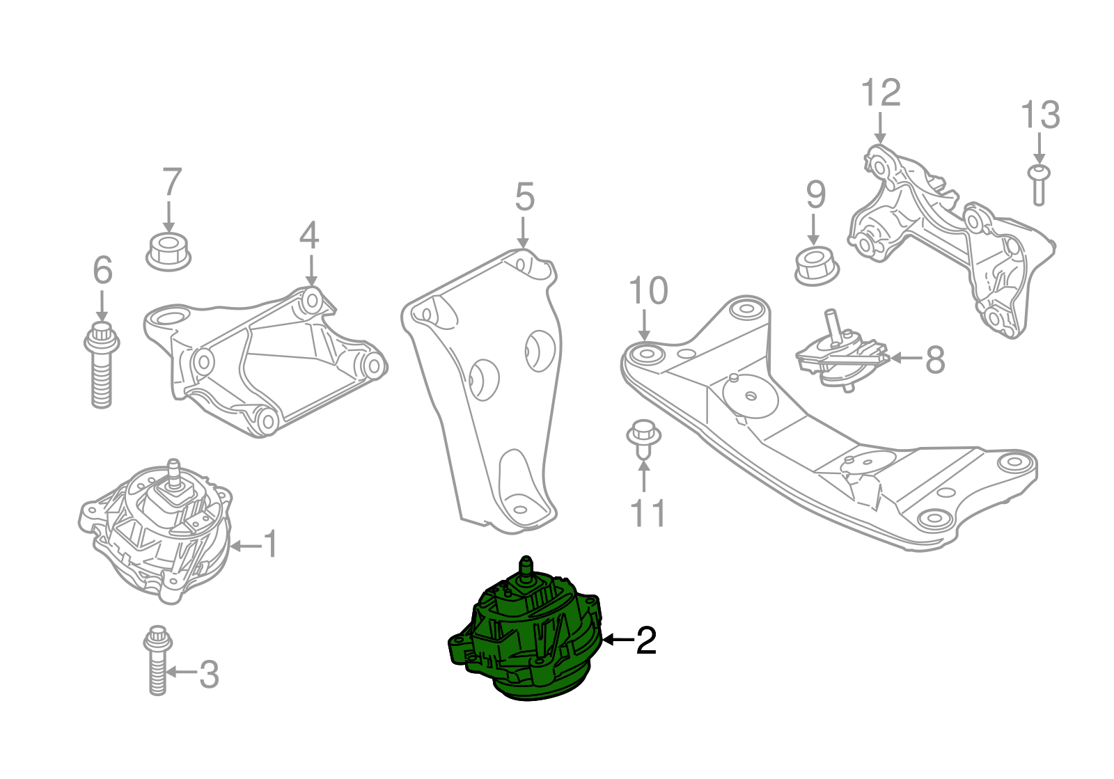 Engine Mount 22116859413 Compatible With BMW 3 (F30, F80) 3 Gran Turismo (F34)