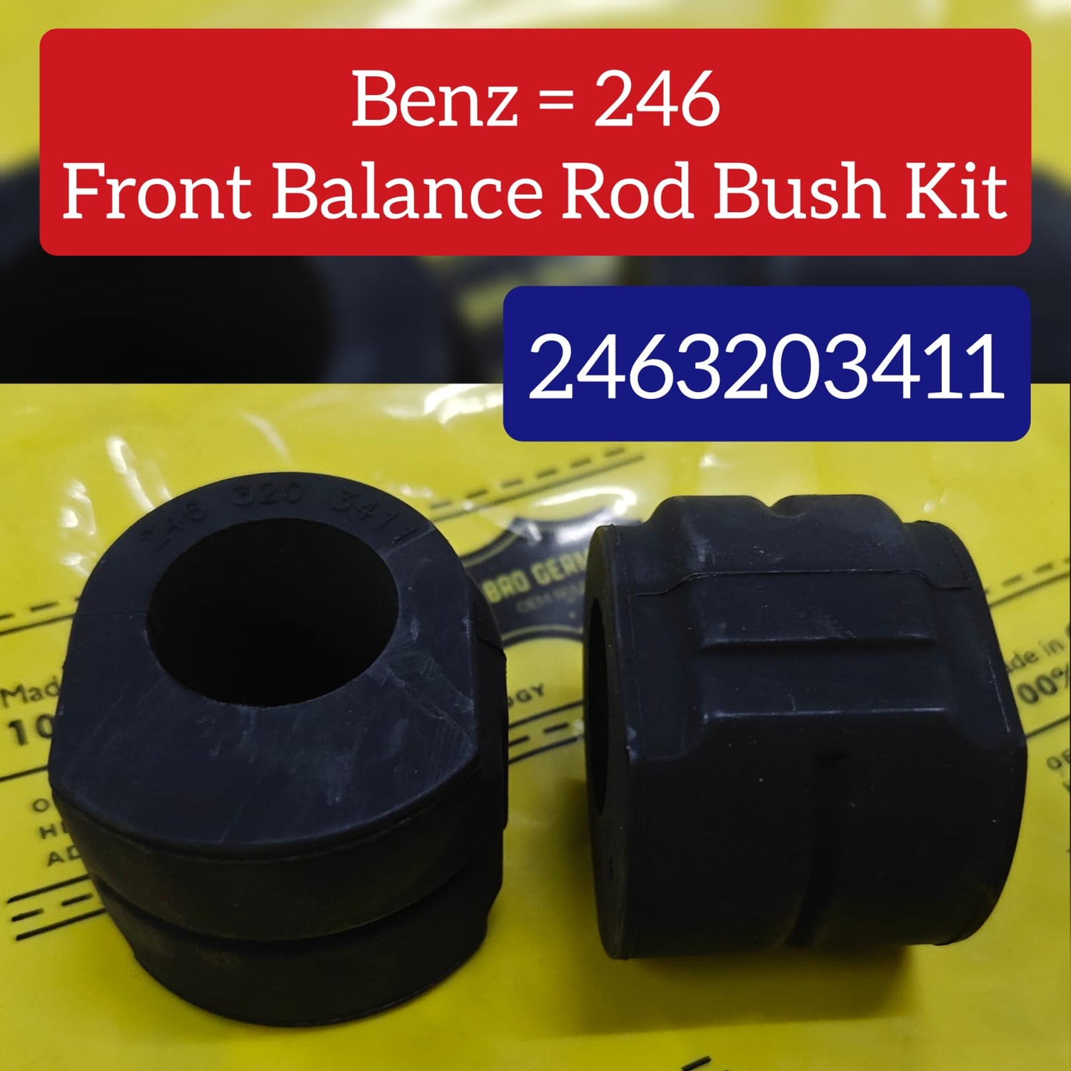 Front Stabilizer Sway Bar Bushing Kit 2463203411 Compatible With MERCEDES-BENZ A-CLASS (W176) & B-CLASS Sports Tourer (W246, W242) & CLA Coupe (C117) & GLA-CLASS (X156)