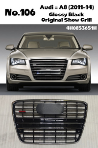 Glossy Black Original Show Grill A4H0853551GHT94 Compatible With AUDI A8 4H (2011-2014) Tag No.106