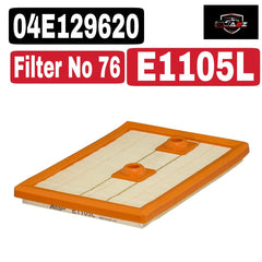 Air Filter E1105L& 04E129620 & LX3525 Compatible With AUDI A3 Convertible (8V7, 8VE) | A3 / S3 & A3 Limousine (8VS, 8VM) | A3 / S3 & Q3 (8UB, 8UG)Tag 76