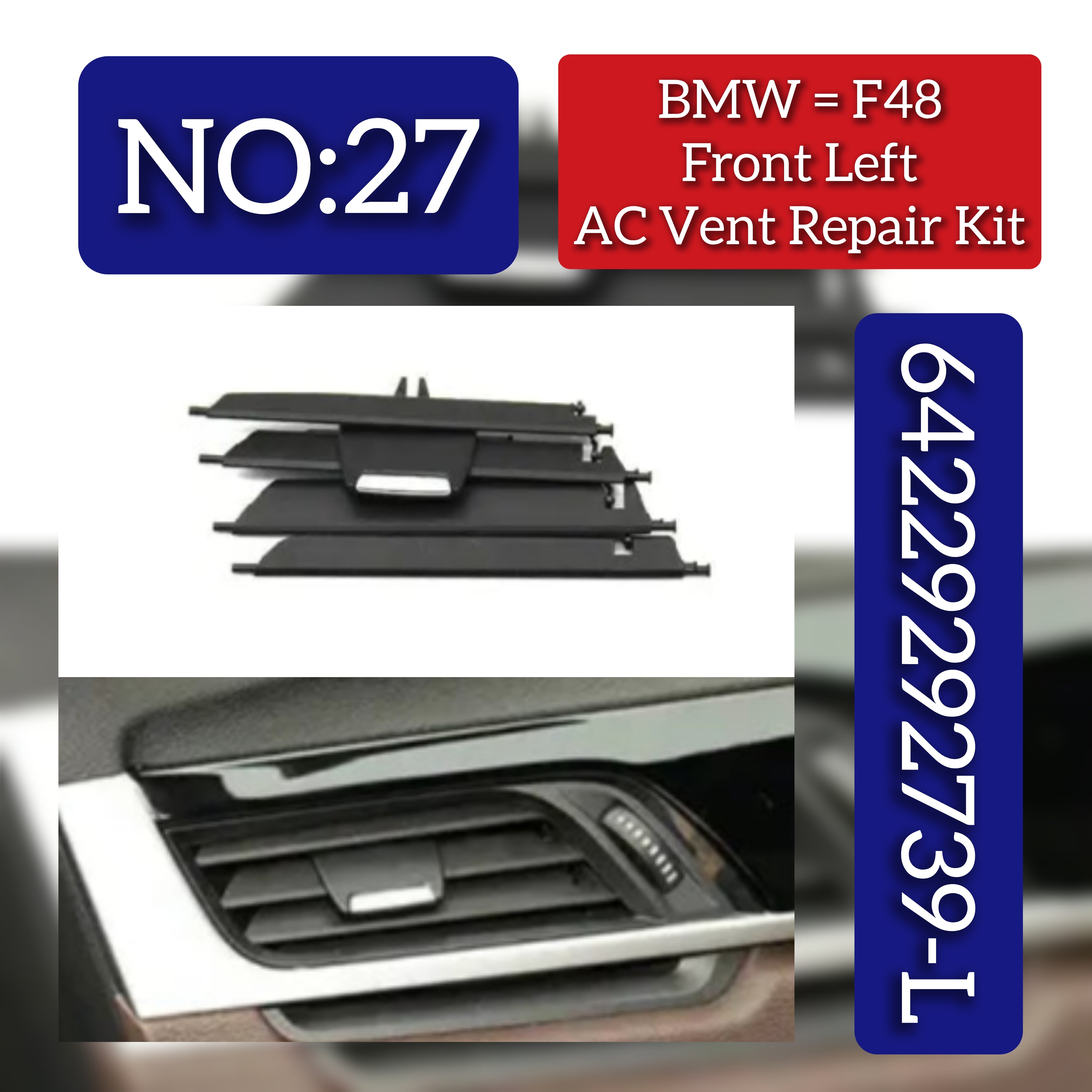 Front Left AC Conditioner Air Vent Grill Outlet Tab Clip Repair Kit 64229292739 Compatible With BMW X1 F48  Tag-ACR-27