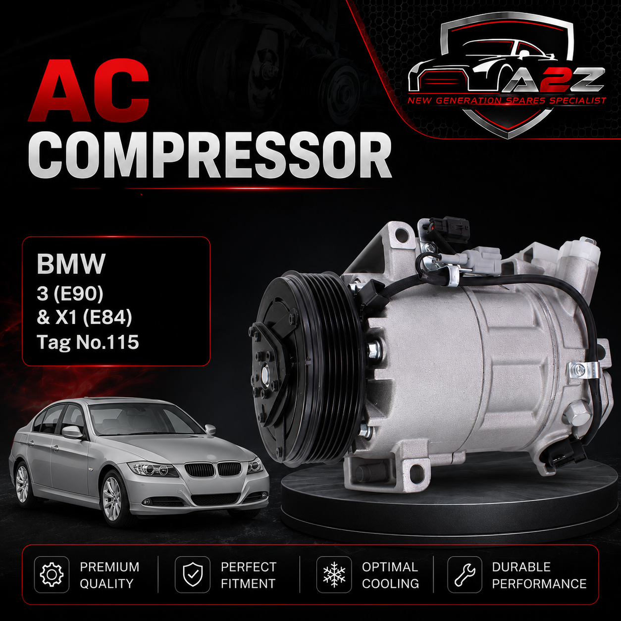 AC Compressor 64529182793pp 6452918279 & 64509145351 & 64509156821 & 64526915380 & 645291453 Compatible With BMW & 3 (E90) & X1 (E84) Tag No.115