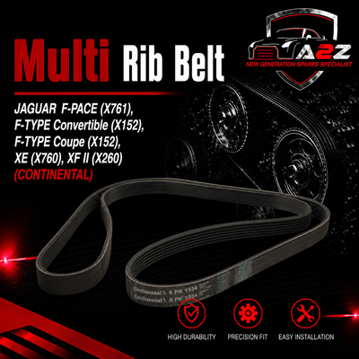 Multi Rib Belt 6PK1934 GX738620BA Compatible With JAGUAR F-PACE (X761), F-TYPE Convertible (X152), F-TYPE Coupe (X152), XE (X760), XF II (X260) (CONTINENTAL)