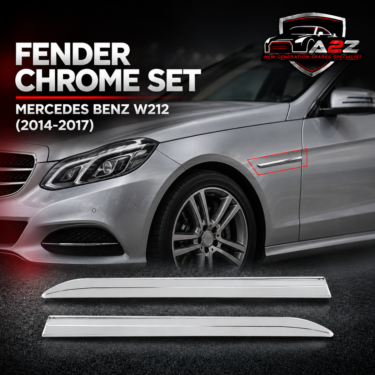 Fender Chrome Set Left 2126904382 & Right 2126904482 Comptible With Mercedes Benz (W212) E-Class (2014-2017) Tag No. 290