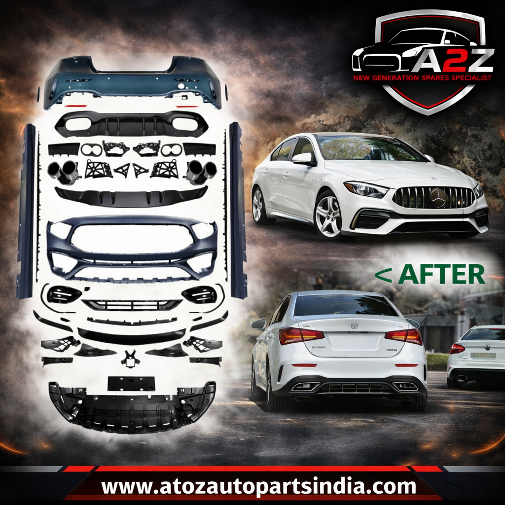 A To Z Compatible With Mercedes Benz A Class W177 (2018-2024) Front Rear Bumper Side Skirt Diffuser Exhaust Tip Upgrade Convert To Amg Amg45s Bumper Body Kit GC W177-017 CC-9475 (Shipping Cost Not Included In Price)