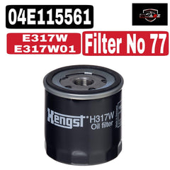 Oil Filter H317W01 & 04E115561 & OC977/1 04E115561B 04E115561D 04E115561H 04E115561T Compatible With A3 A4 Q3 Tag : 77