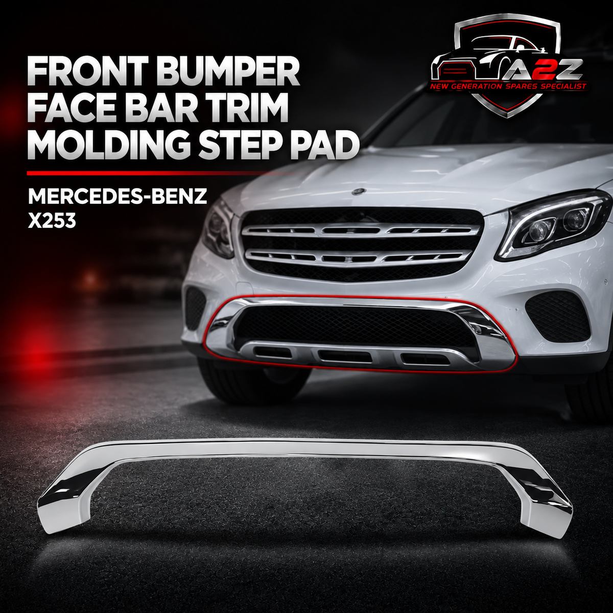 Front Bumper Face Bar Trim Molding Step Pad  2538852425 Compatible With MERCEDES-BENZ GLC (X253) Tag No.217
