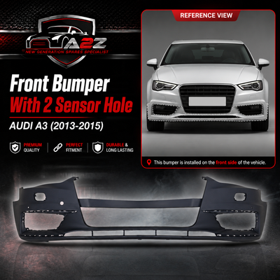 Front Bumper With 2 Sensor Hole 8V5807065A Compatible With AUDI A3 (2013-2015) TAG No:3A