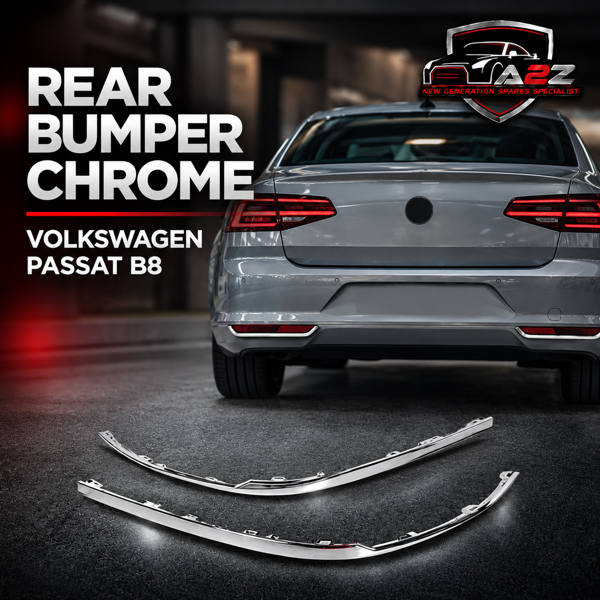 Rear Bumper Chrome Left 3G0853841 Right 3G0853842 Compatible With Volkswagen PASSAT B8 (362) Tag No.165