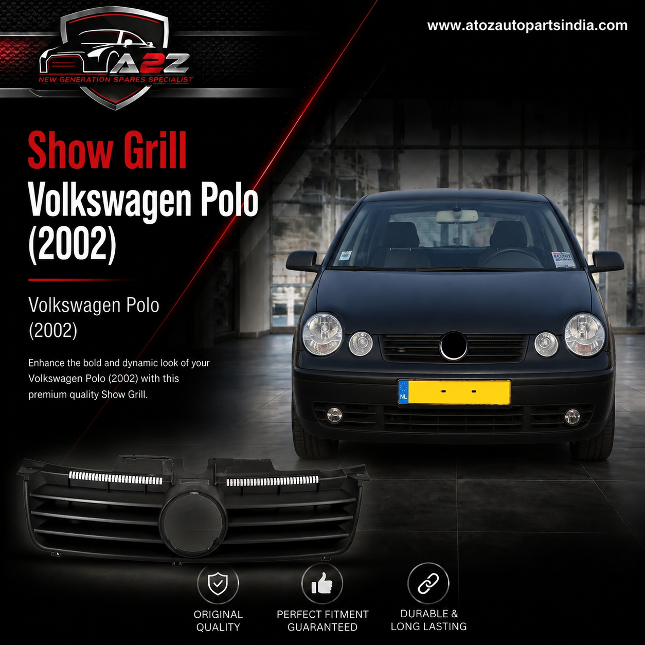 Show Grill 6Q0853651 Compatible With Volkswagen Polo (2002)