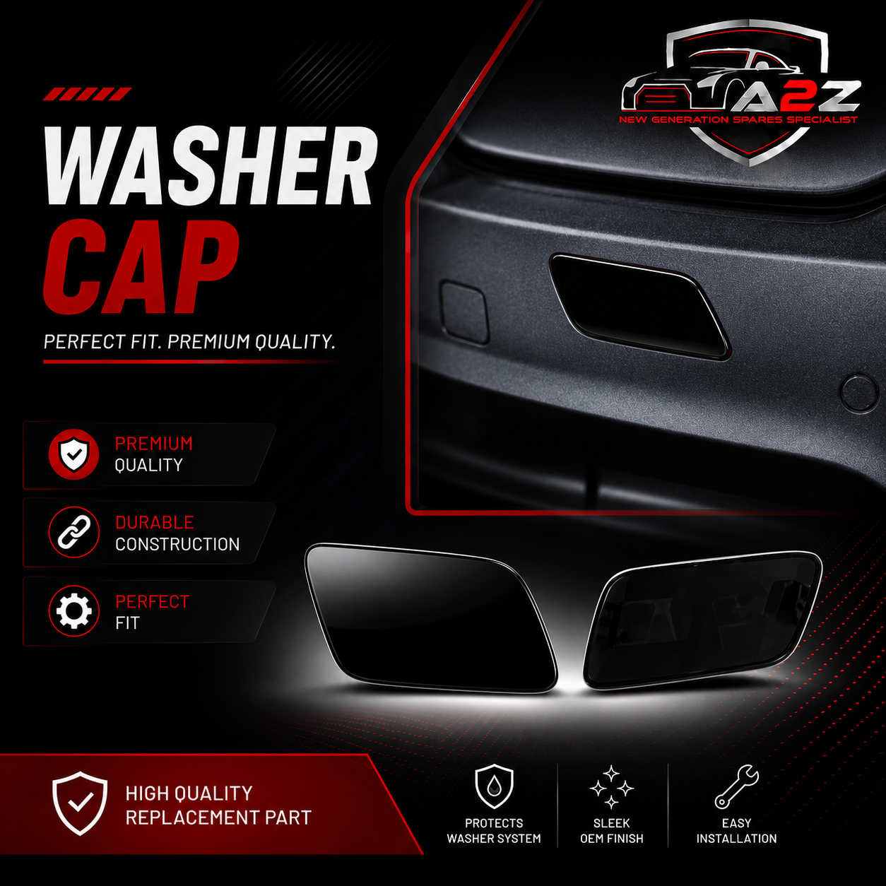 Washer Cap Left 8T0955275B & Right 8T0955276B Compatible With Audi A5 8T (2013-2016) Tag No.54