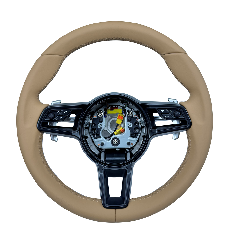 Full Beige Leather Steering Wheel Compatible With Porsche All Models
