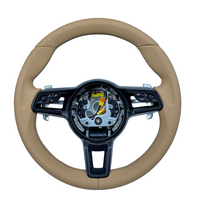 Full Beige Leather Steering Wheel Compatible With Porsche All Models