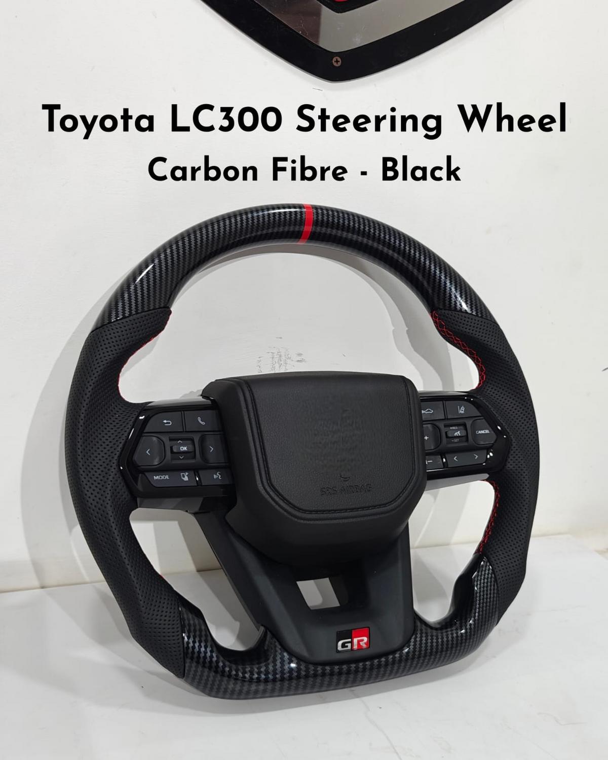 Carbon Black Steering Wheel (Fibre) Compatible With Toyota LC300