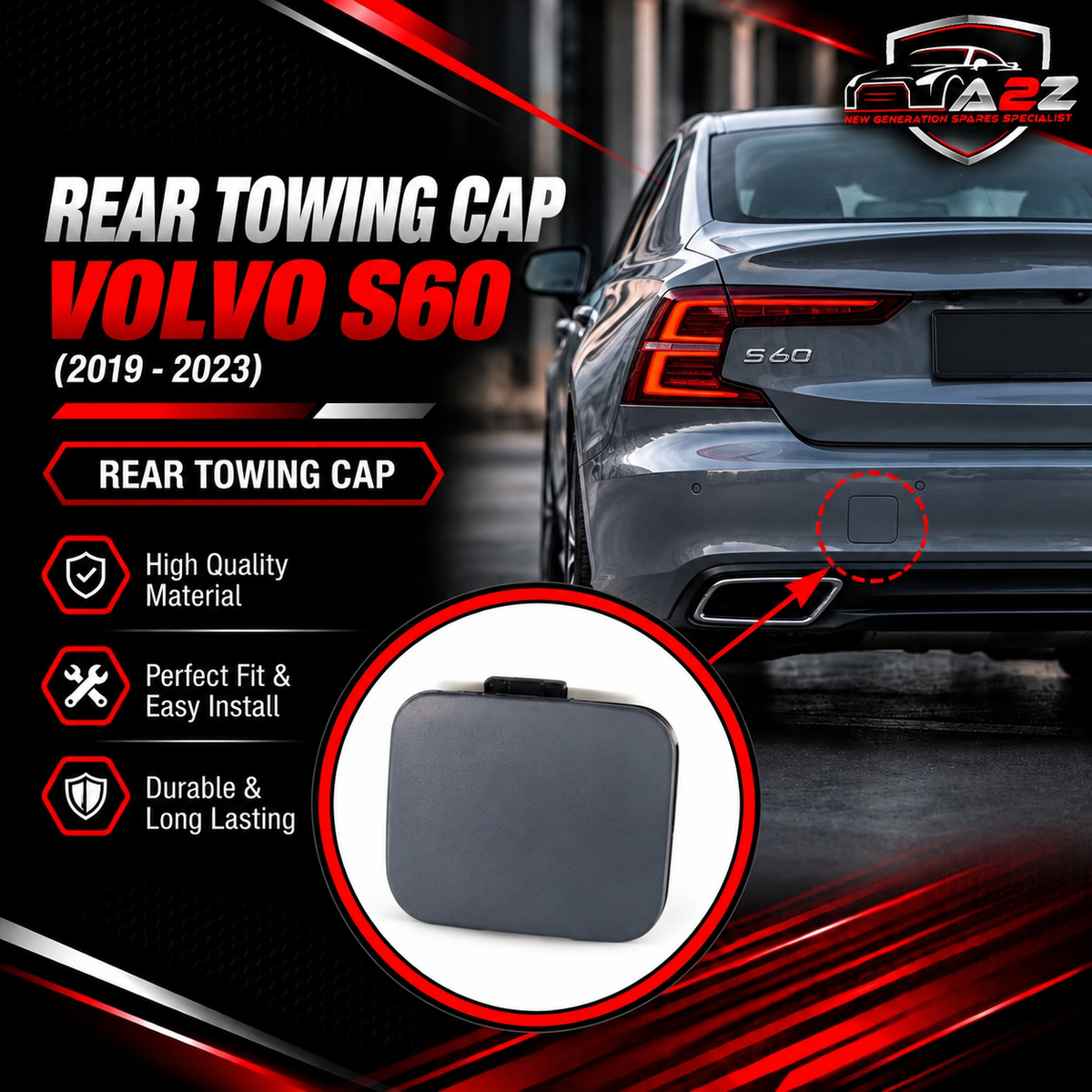 REAR TOWING CAP Compatible With VOLVO S60(2019-23) Tag No. 648