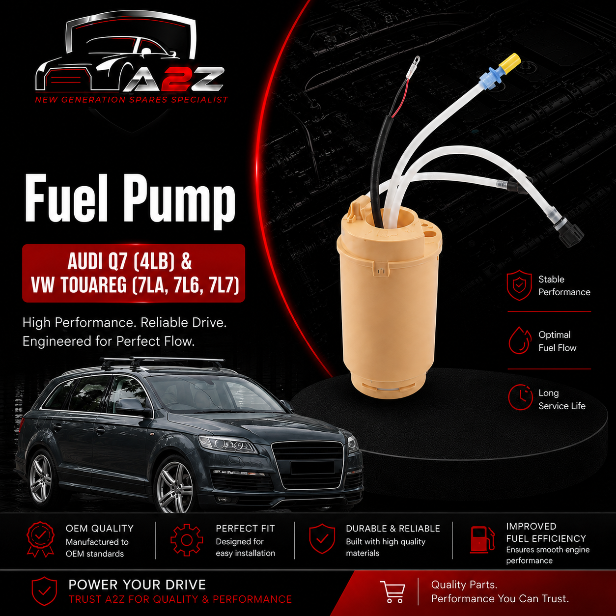 Fuel Pump 7L6919088F Compatible With AUDI Q7 (4LB) & VW TOUAREG (7LA, 7L6, 7L7) Tag No.73