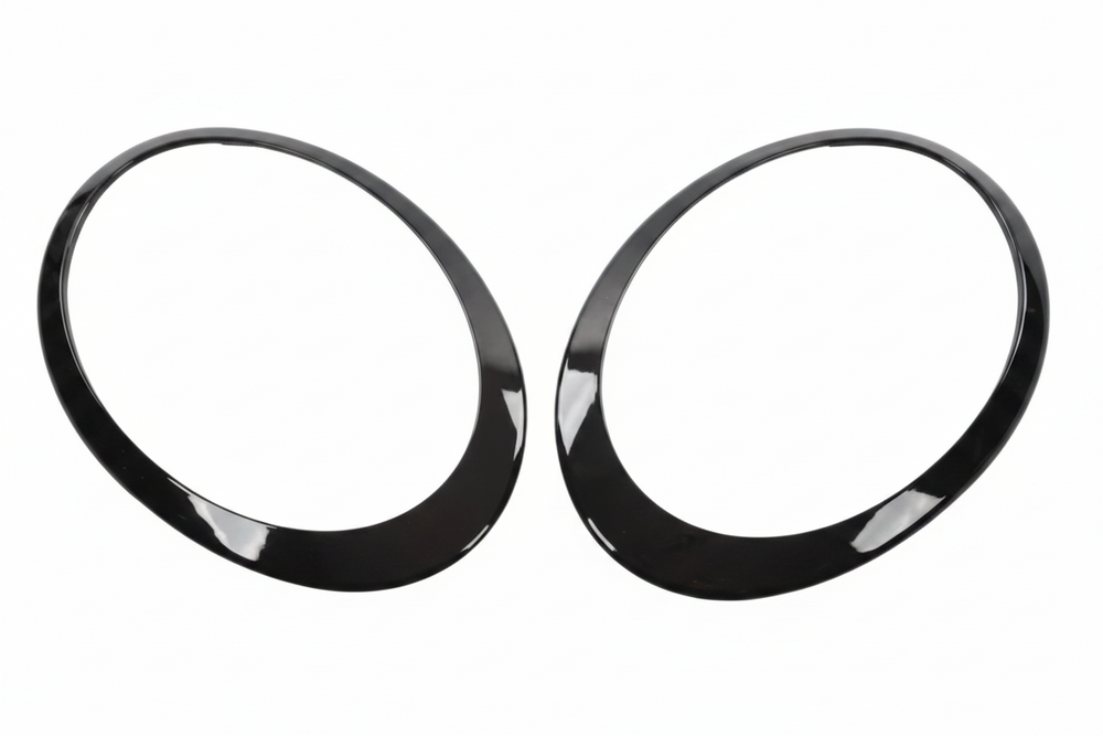 Headlight Chrome Bezel Ring Trim Left 51138739497 & Right 51138739498 Compatible With MINI F54 (Glossy Black 2019-2022)