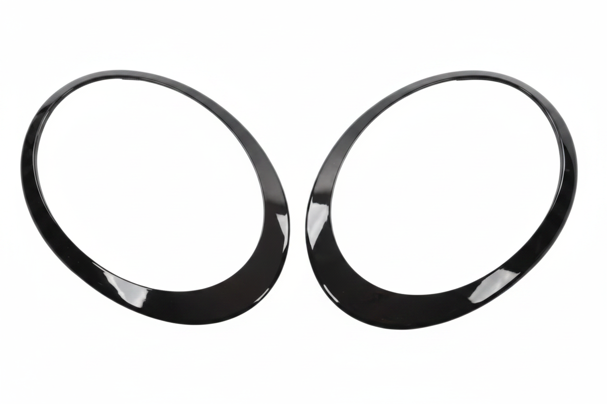 Headlight Chrome Bezel Ring Trim Left 51138739497 & Right 51138739498 Compatible With MINI F54 (Glossy Black 2019-2022)