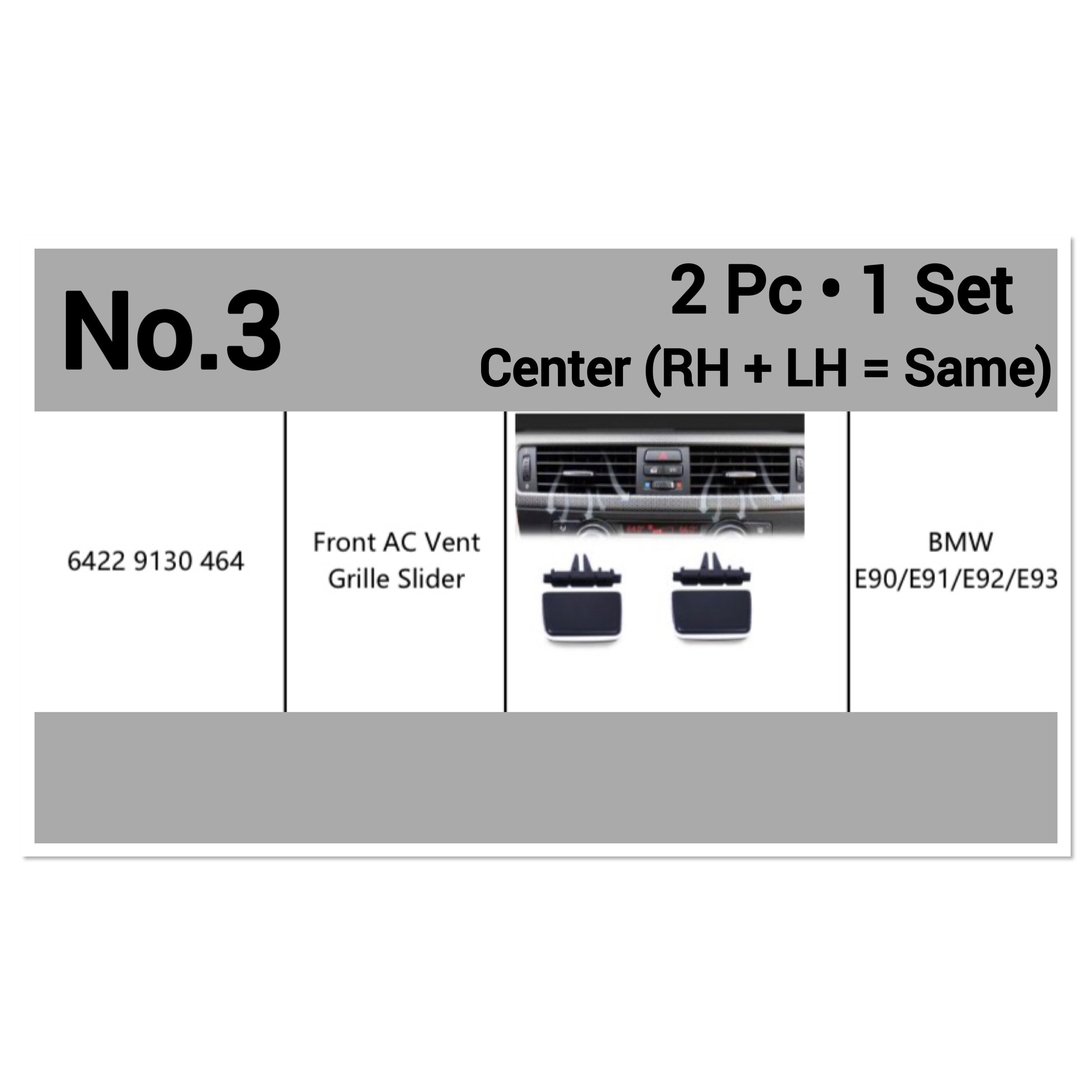 Front Air Conditioner Wind Volume Control Button AC Vent Grille Outlet Slider Clips Repair Kit 64229130464 64229130458  Compatible With   BMW 3 series E90 E91 E92 E93 (Center R.H+L.H Same Set Of 2)